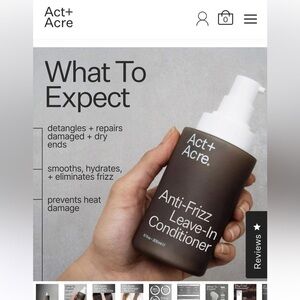 Act and Acre 2% Squalane Anti-Frizz Leave In Conditioner new with box